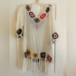 Super cute white with bright colors cover up.